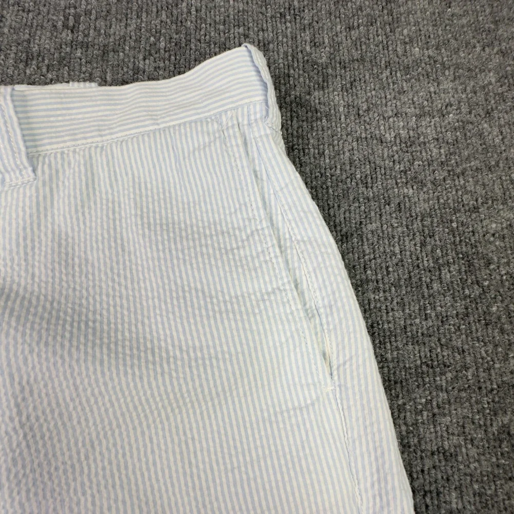 J.Crew‎ Shorts 36 Blue White Seersucker Striped Chino Preppy Coastal Vacation